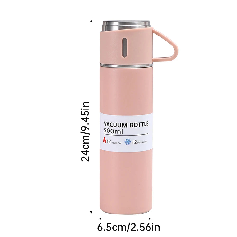 500ML 304 Stainless Steel Vacuum Insulated Bottle Gift Set Office Business Style Coffee Mug Thermos Bottle Portable Flask Carafe
