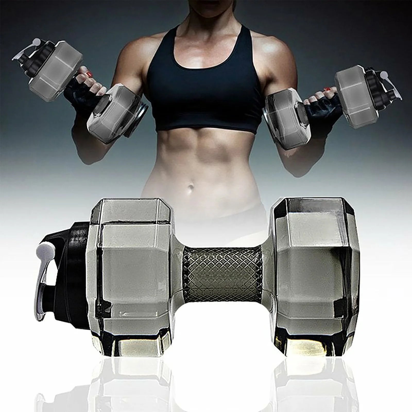 2.2L Dumbbell-Shaped Water Bottle - Large Capacity Sports Kettle for Fitness and Workouts - Portable and Durable Design