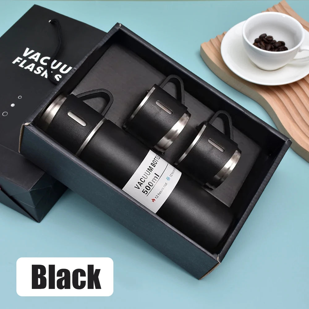 500ML 304 Stainless Steel Vacuum Insulated Bottle Gift Set Office Business Style Coffee Mug Thermos Bottle Portable Flask Carafe
